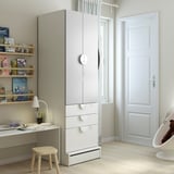 SMÅSTAD / UPPFÖRA Wardrobe, white gray/with 3 drawers, 23 5/8x25 5/8x77 1/8 "