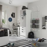 SMÅSTAD / UPPFÖRA Wardrobe, white gray/with 3 drawers, 23 5/8x25 5/8x77 1/8 "