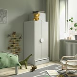 SMÅSTAD / UPPFÖRA Wardrobe, white gray/with 3 shelves, 23 5/8x25 5/8x53 1/2 "