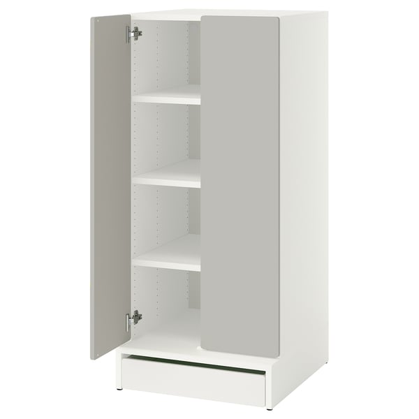 SMÅSTAD / UPPFÖRA Wardrobe, white gray/with 3 shelves, 23 5/8x25 5/8x53 1/2 "