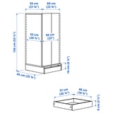 SMÅSTAD / UPPFÖRA Wardrobe, white gray/with 3 shelves, 23 5/8x25 5/8x53 1/2 "