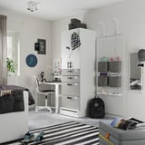 SMÅSTAD / UPPFÖRA Wardrobe, white gray/with 4 drawers, 23 5/8x25 5/8x77 1/8 "