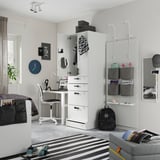 SMÅSTAD / UPPFÖRA Wardrobe, white gray/with 4 drawers, 23 5/8x25 5/8x77 1/8 "
