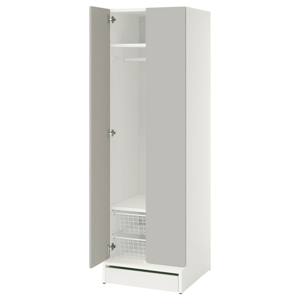 SMÅSTAD / UPPFÖRA Wardrobe, white/gray, 23 5/8x25 5/8x77 1/8 "