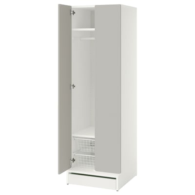 SMÅSTAD / UPPFÖRA Wardrobe, white/gray, 23 5/8x25 5/8x77 1/8 "
