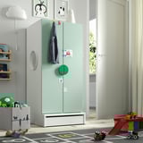 SMÅSTAD / UPPFÖRA Wardrobe, white/light green, 23 5/8x25 5/8x53 1/2 "