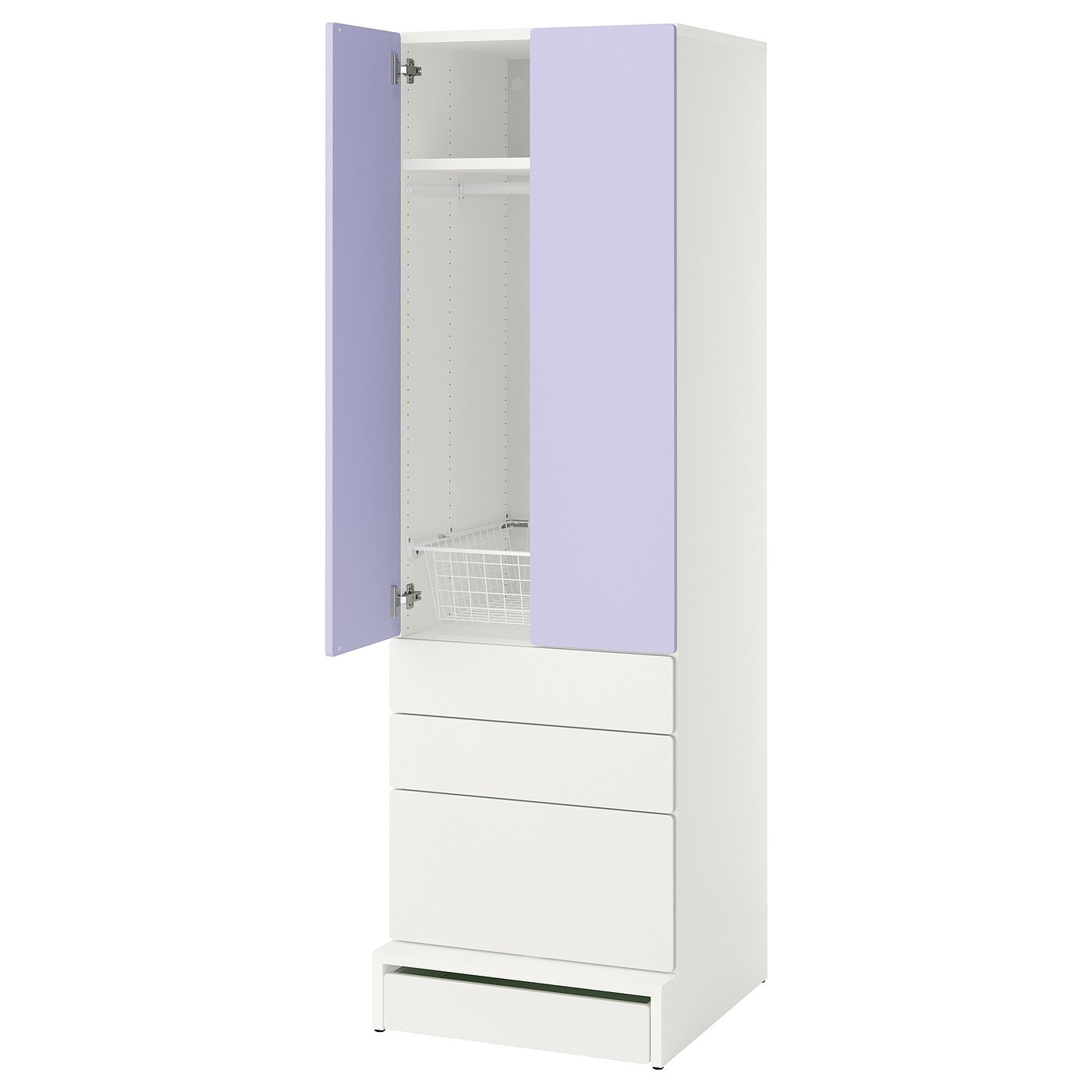 SMÅSTAD / UPPFÖRA wardrobe, white lilac/with 3 drawers