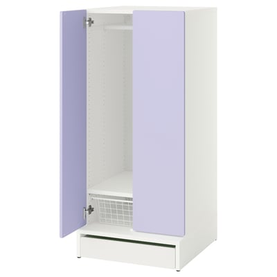 SMÅSTAD / UPPFÖRA Wardrobe, white/lilac, 23 5/8x25 5/8x53 1/2 "