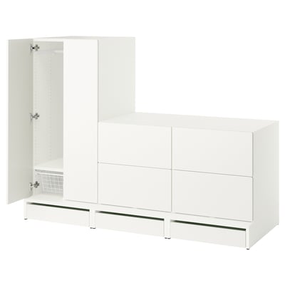 SMÅSTAD / UPPFÖRA Wardrobe, white white/with 2 chest of drawers, 70 7/8x25 5/8x53 1/2 "