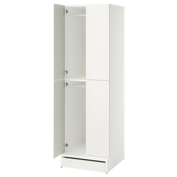 SMÅSTAD / UPPFÖRA Wardrobe, white white/with 2 clothes rails, 23 5/8x25 5/8x77 1/8 "