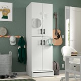 SMÅSTAD / UPPFÖRA Wardrobe, white white/with 2 clothes rails, 23 5/8x25 5/8x77 1/8 "