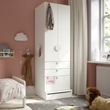 SMÅSTAD / UPPFÖRA Wardrobe, white white/with 3 drawers, 23 5/8x25 5/8x77 1/8 "