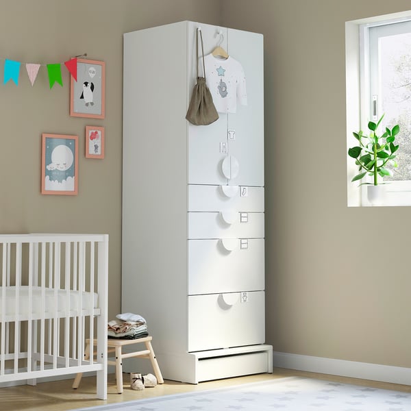 Smastad Uppfora Wardrobe White White With 4 Drawers Ikea