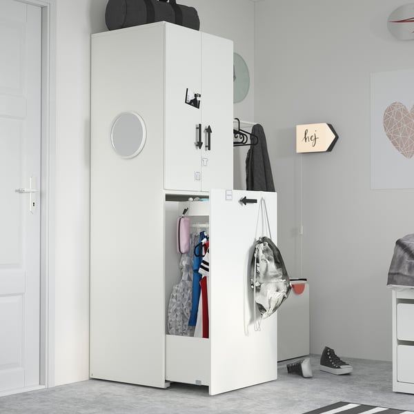 Smastad Wardrobe With Pull Out Unit White White With Clothing Rod Ikea