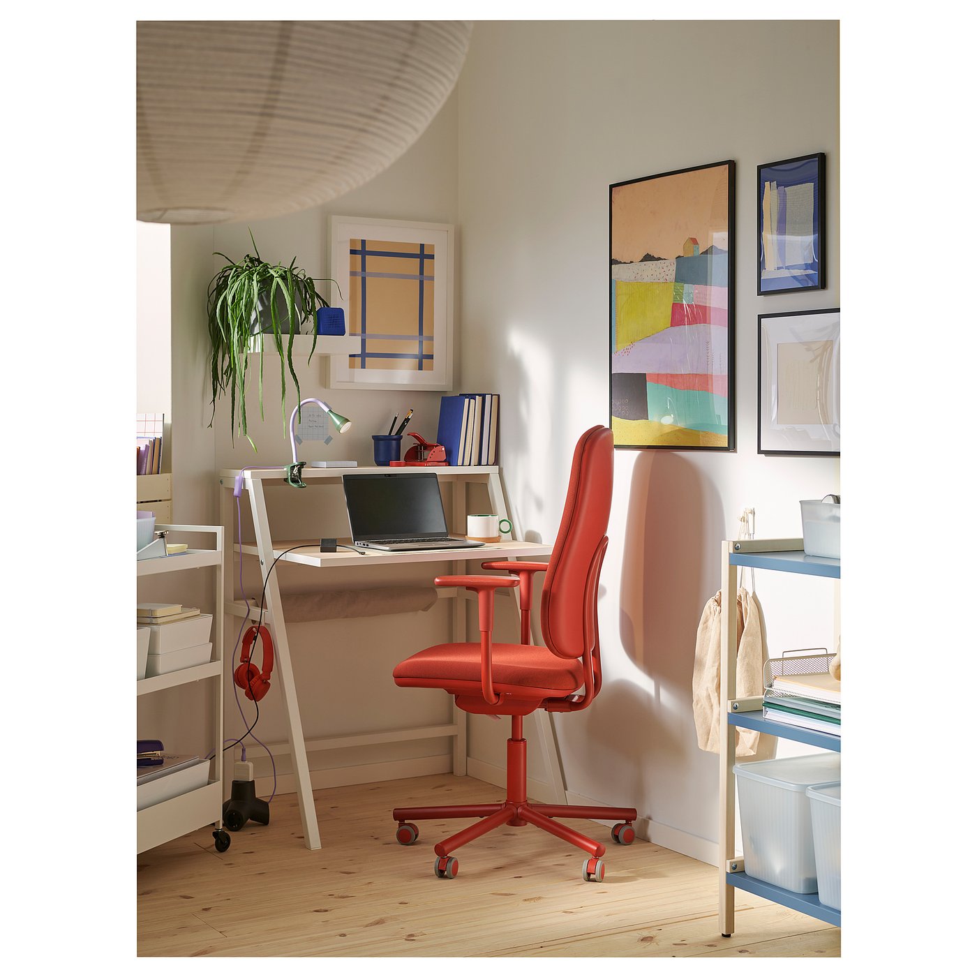 SMÖRKULL office chair with armrests, Gräsnäs red - IKEA CA