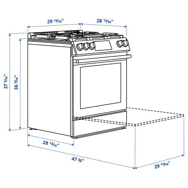 SNESSLINGE Range with gas cooktop, Stainless steel, 30 "