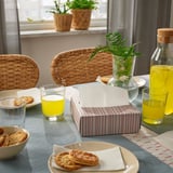 SNÖKRABBA Paper napkin, striped light brown/bright red, 6 ¼x12 ½ "
