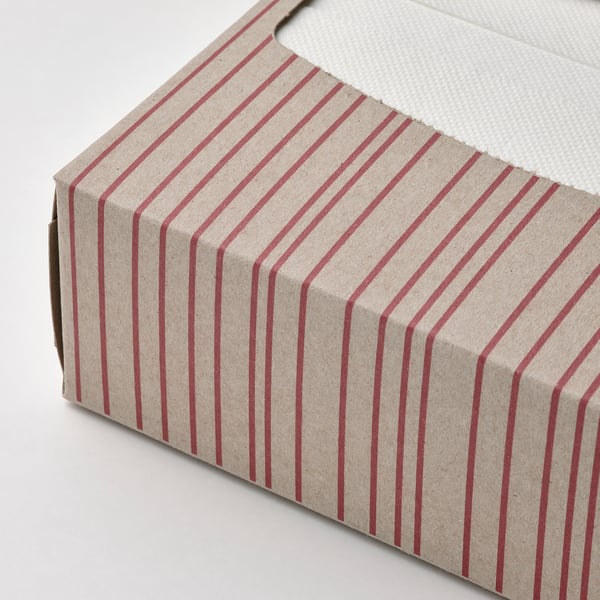 SNÖKRABBA Paper napkin, striped light brown/bright red, 6 ¼x12 ½ "