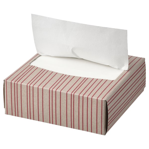 SNÖKRABBA Paper napkin, striped light brown/bright red, 6 ¼x12 ½ "