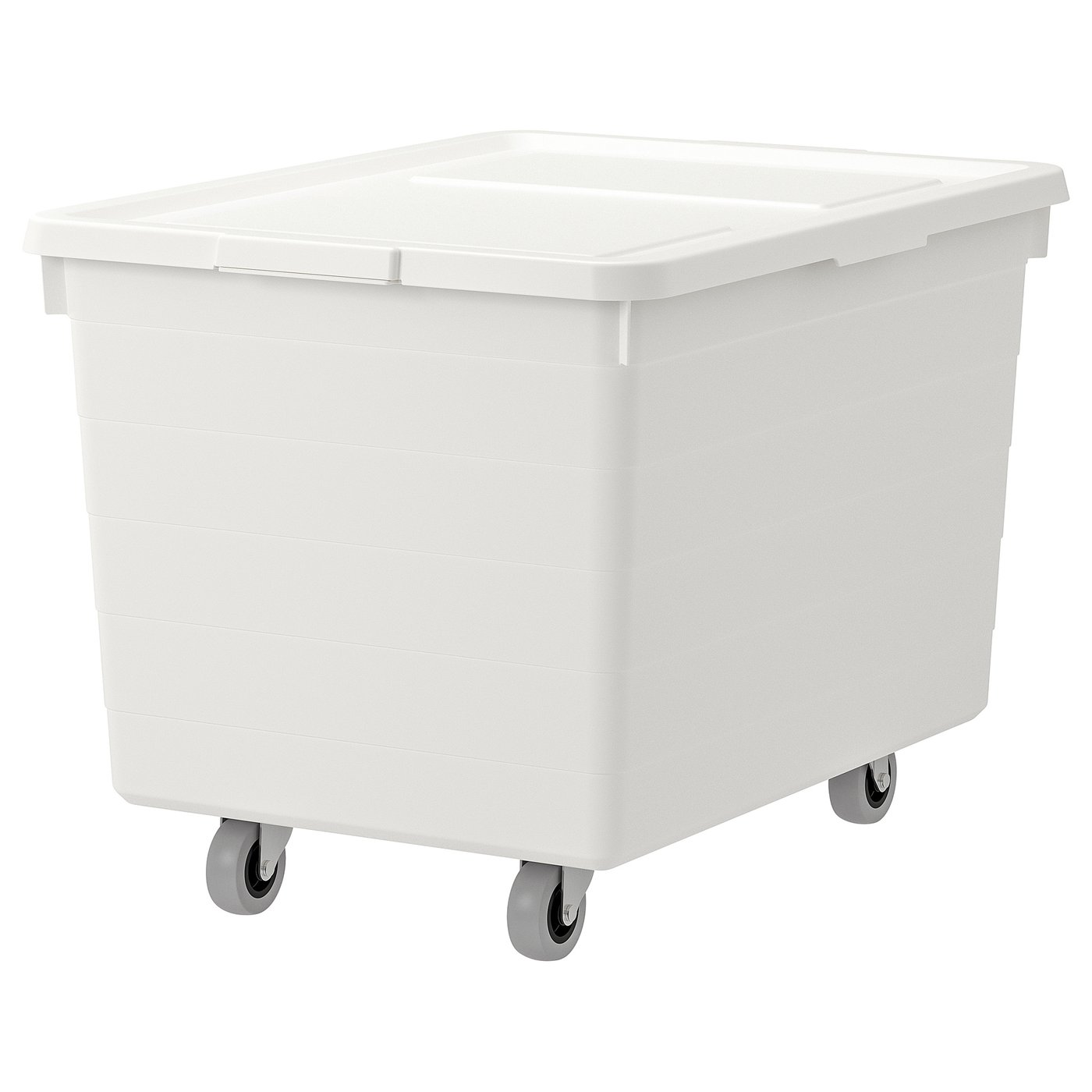 SOCKERBIT box with casters and lid, white, 38x51x37 cm (15x20x14 ½