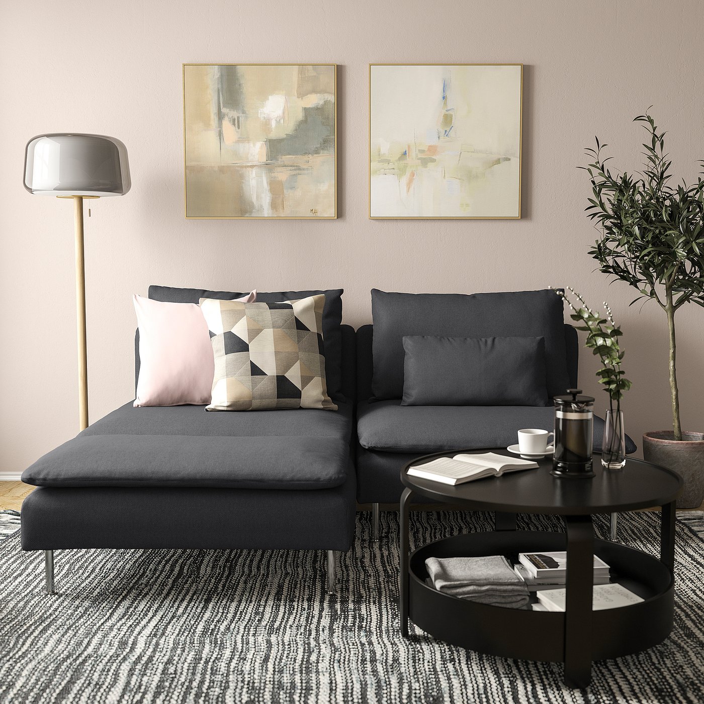 【Lovesie】 IKEA SÖDERHAMN ソーデルハムン SÖDERHAMN loveseat with chaise, Fridtuna dark gray - IKEA CA