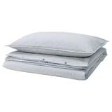 SOLFIBBLA Duvet cover and pillowcase(s), white blue/stripe, Twin