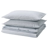 SOLFIBBLA Duvet cover and pillowcase(s), white blue/stripe, King