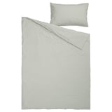 SOLFIBBLA Duvet cover and pillowcase(s), white green/stripe, Twin