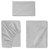 SOLFIBBLA Sheet set, gray white/stripe, Twin