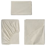 SOLFIBBLA Sheet set, white beige/stripe, Twin