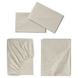SOLFIBBLA Sheet set, white beige/stripe, Full/Double