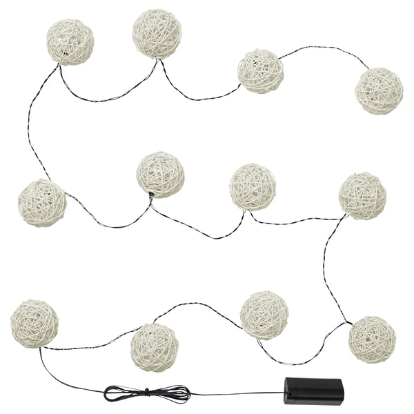 SOLVINDEN LED string light with 12 lights, battery operated/white