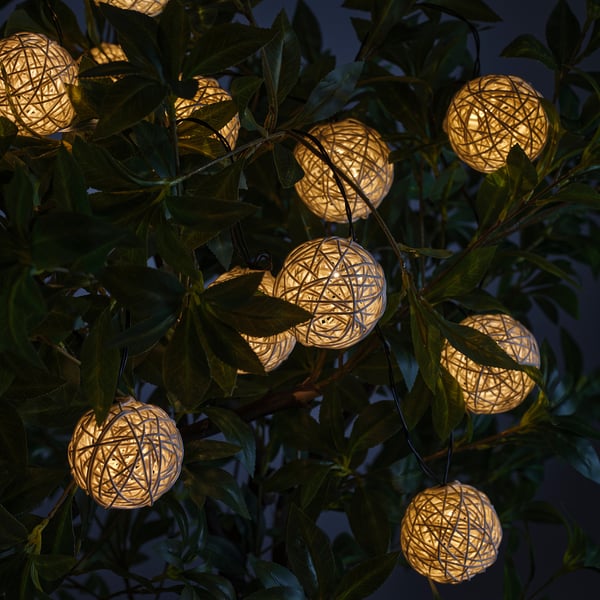 SOLVINDEN LED string light with 12 lights, battery operated/white