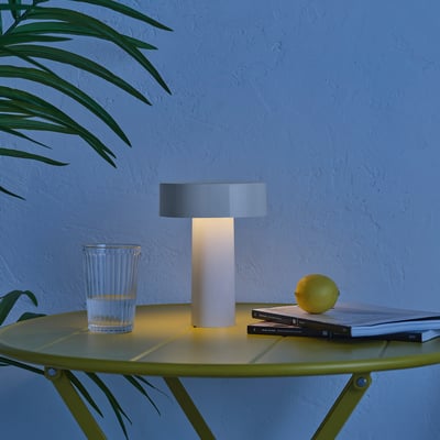 SOLVINDEN LED table lamp, battery operated/outdoor white, 7 7/8 "