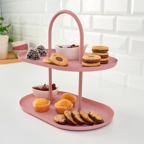 SOMMARÖGA serving stand, two tiers, pink IKEA CA