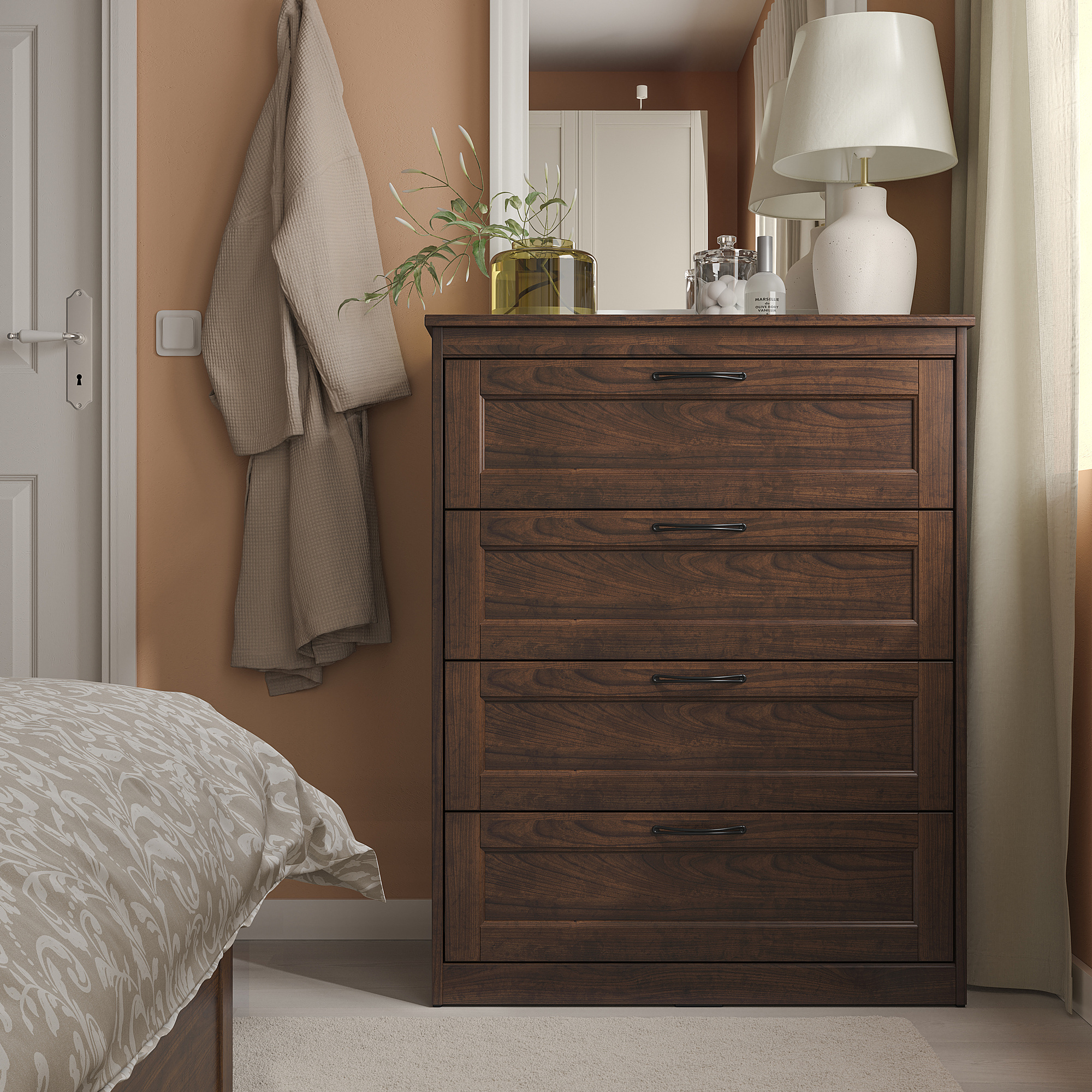 SONGESAND 4-drawer chest, brown, 32 1/4x40 1/2 "