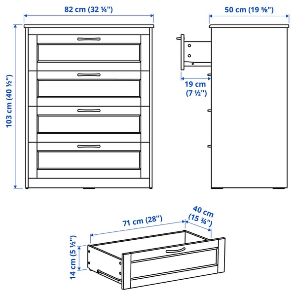 SONGESAND 4-drawer chest, brown, 32 1/4x40 1/2 "