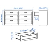 SONGESAND 6-drawer dresser, white, 63 3/8x32 1/4 "