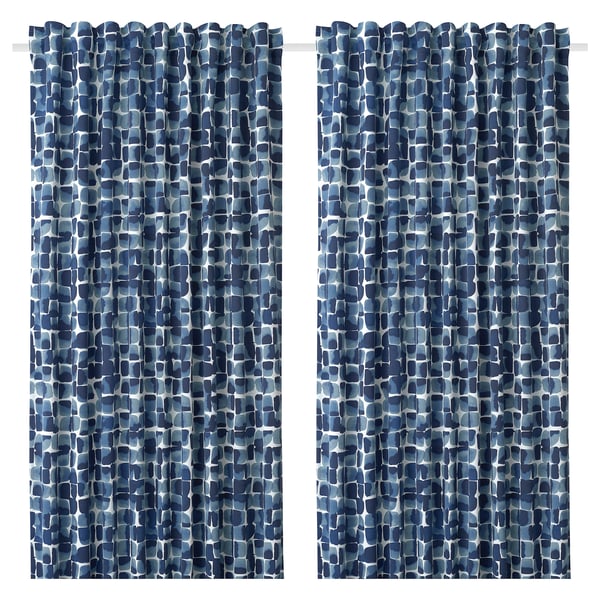 SPIRSTÅNDS Room darkening curtains, 1 pair, blue, 57x98 "