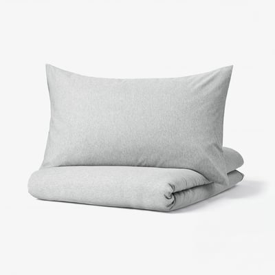 SPJUTVIAL Duvet cover and pillowcase(s), light gray/marled, Full/Queen (Double/Queen)