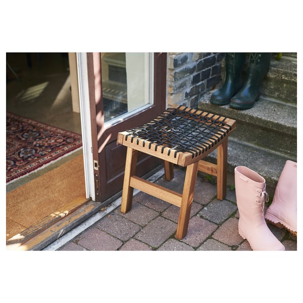 STACKHOLMEN Stool, outdoor, light brown stained, 18 7/8x13 3/4x16 7/8 "