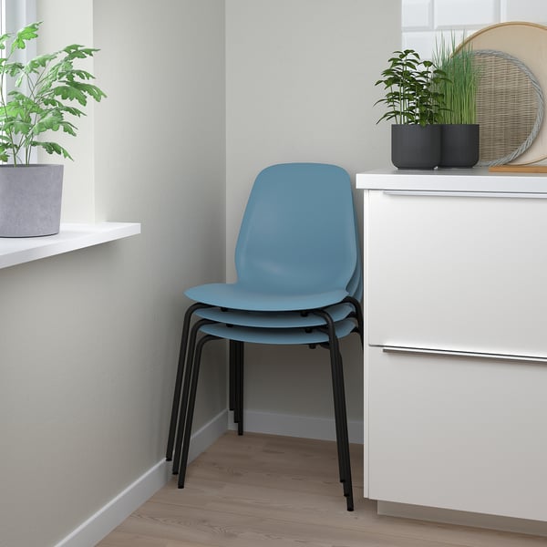 STENSELE / LIDÅS Table and 2 chairs, anthracite anthracite/blue black, 27 1/2 "