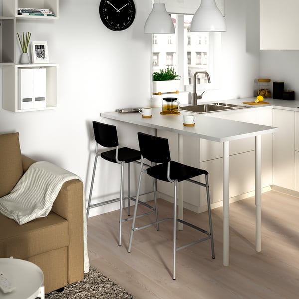 Stig Bar Stool With Backrest Black Silver Color Ikea