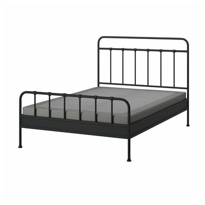 STJÄRNÖ Bed frame, anthracite/Lyngör dark gray, Queen