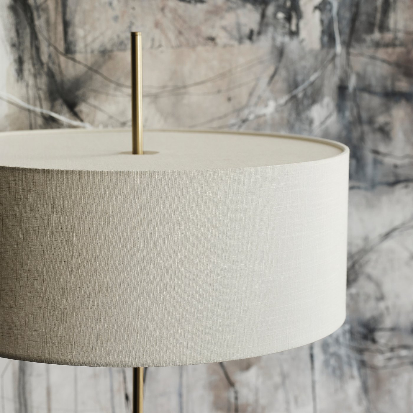STOCKHOLM 2025 floor lamp, white textile/brass plated, 159