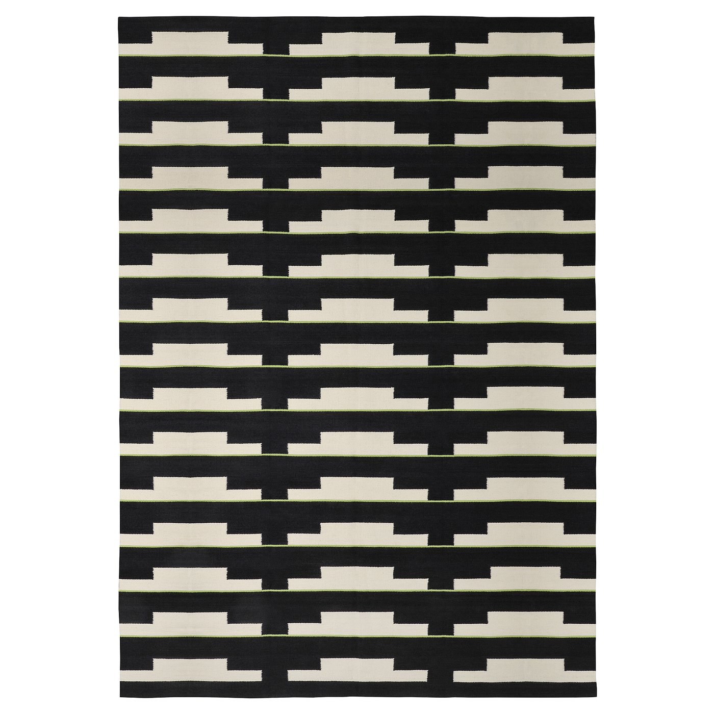 【you//】IKEA STOCKHOLM 2025 ラグ STOCKHOLM 2025 rug, flatwoven, black/white/light green handwoven