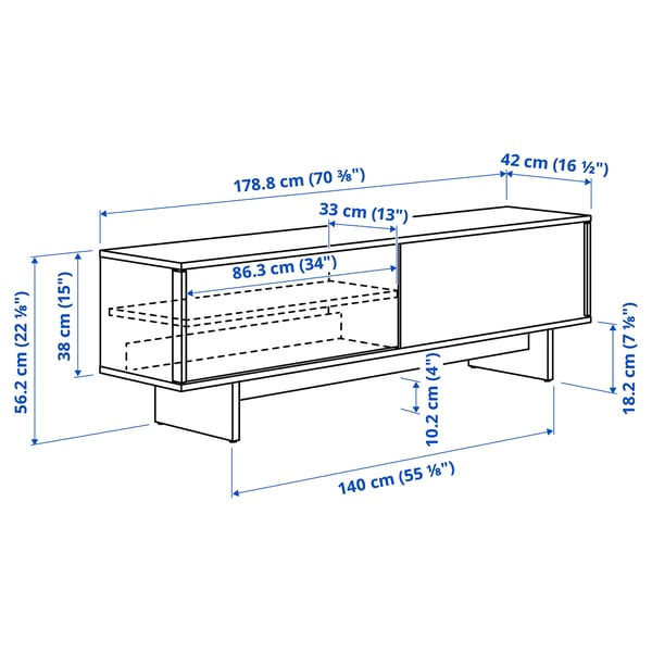 STOCKHOLM 2025 TV unit with sliding doors, oak veneer, 70 3/8x16 1/2x22 1/8 "