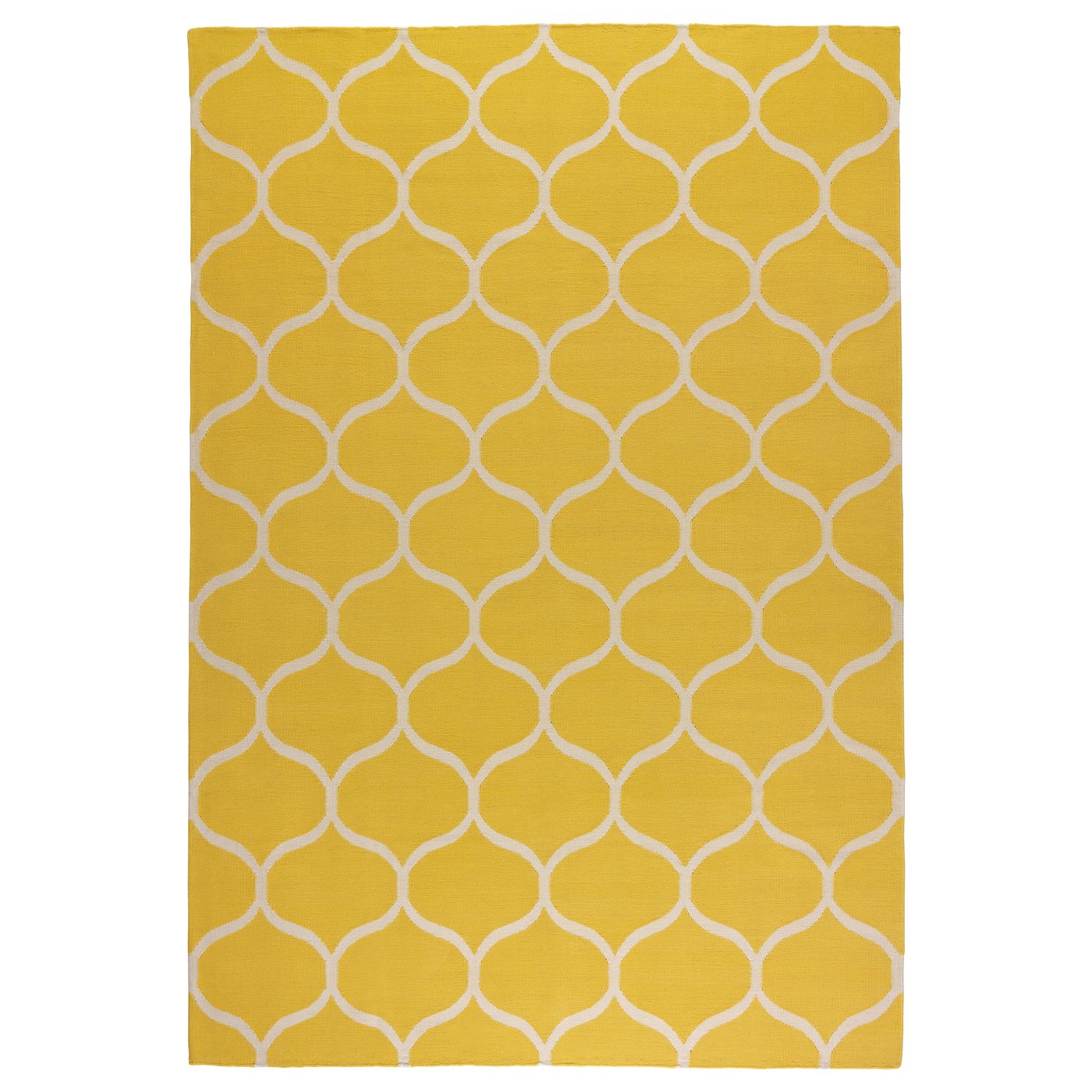 Stockholm Rug Flatwoven Handmade Net Pattern Yellow Net