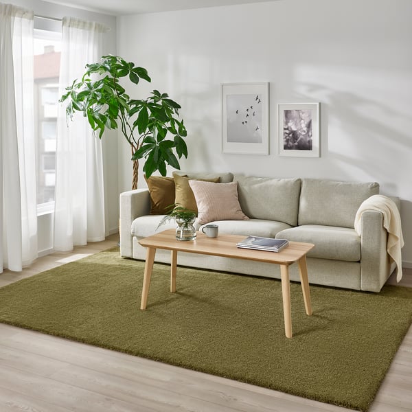 STOENSE Rug, low pile, light olivegreen, 6'7"x9'10" (200x300 cm) IKEA CA