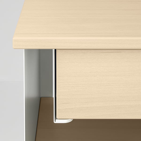 STOMSÖ Wall-mounted bedside table, birch effect white/blue, 14 1/8x11 3/8x7 7/8 "